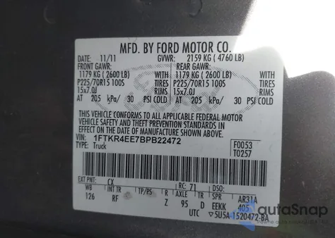 2011 Ford Ranger Xlt z USA, uszkodzony, nr VIN 1FTKR4EE7BPB22472